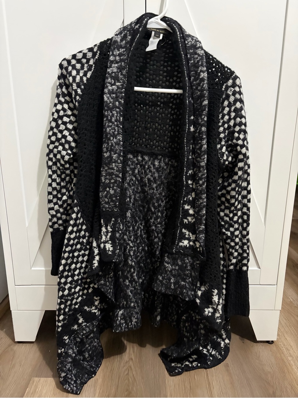 i jeans by Buffalo Black & White Open-Front Patterned Cardigan